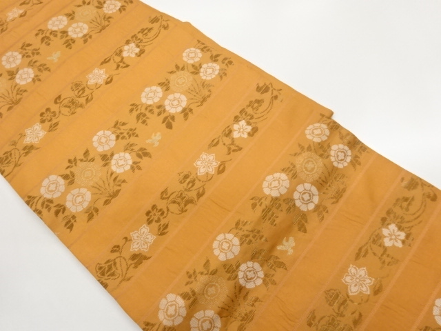 JAPANESE NAGOYA OBI / WOVEN FLORAL PLANTS